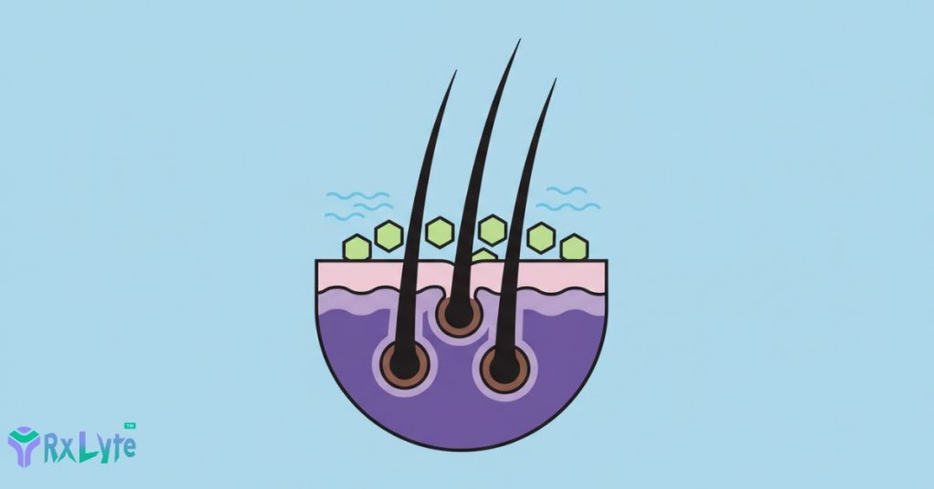 Illustration showing healthy hair follicles and scalp condition