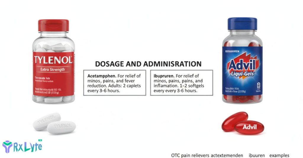 OTC pain relievers acetaminophen ibuprofen examples