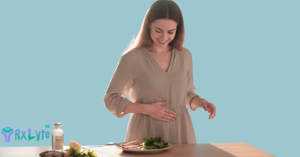 Visual of a person experiencing bloating relief after meals